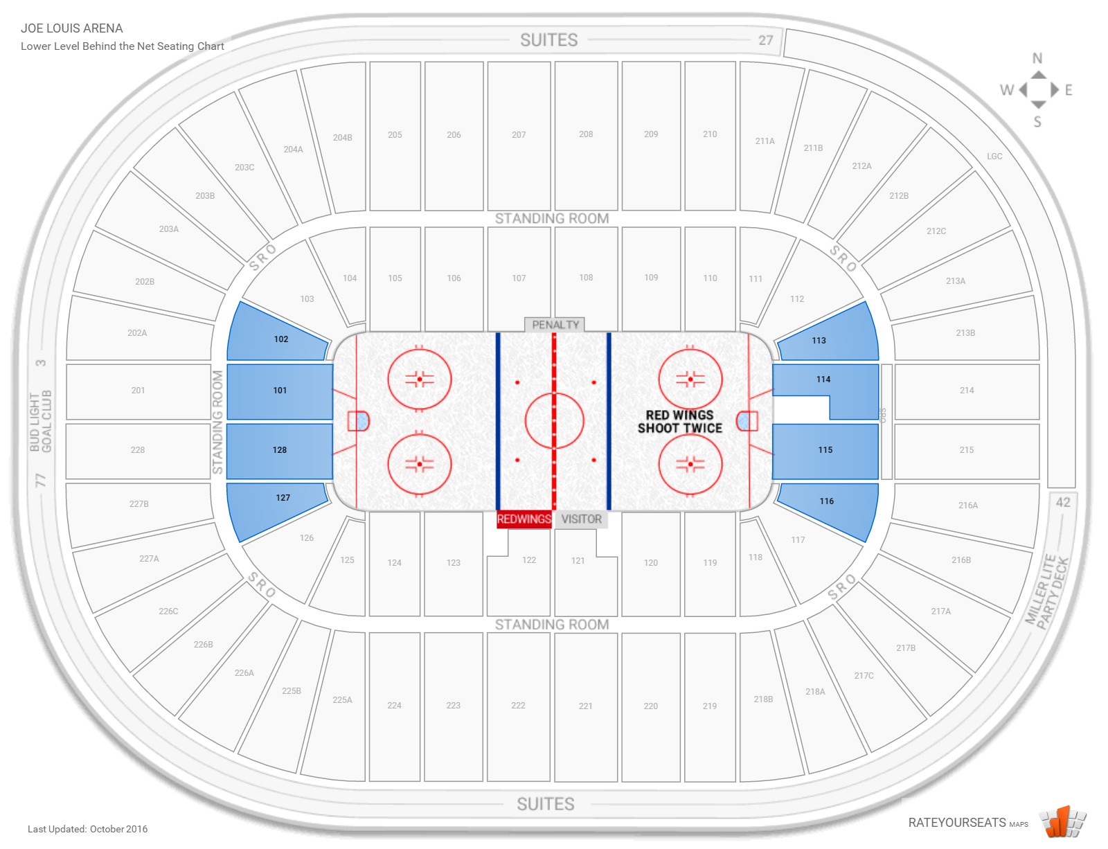 Joe Louis Arena Hockey Seating Chart