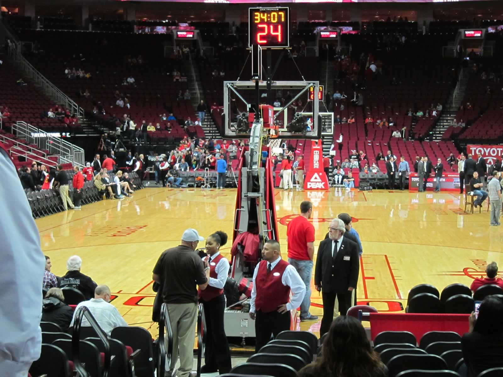 Difficult to see much from this close behind the basket Toyota Center