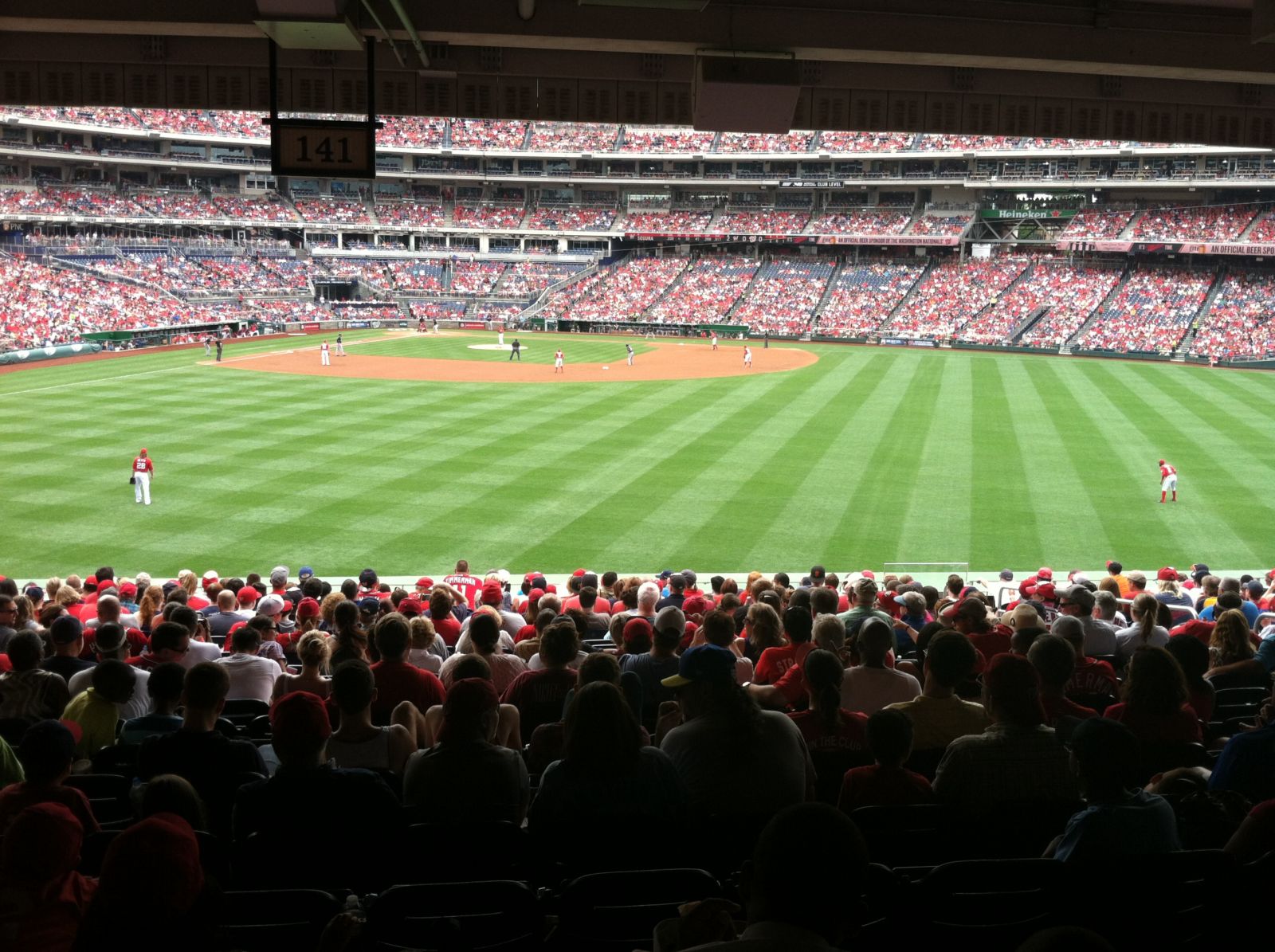 section 141, row x seat view  for baseball - nationals park