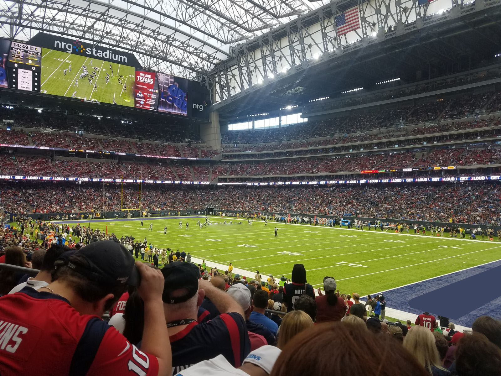 section 101, row x seat view  for football - nrg stadium