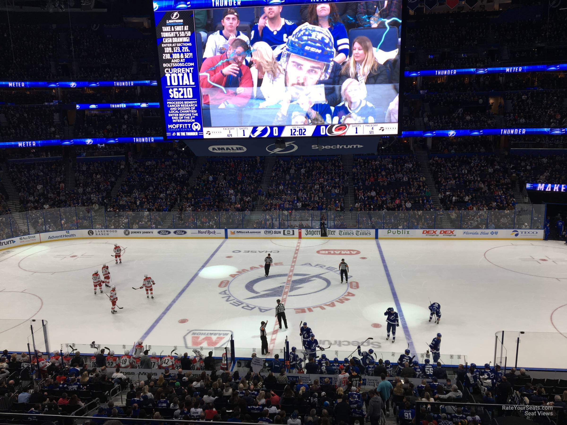 section 201, row d seat view  for hockey - amalie arena