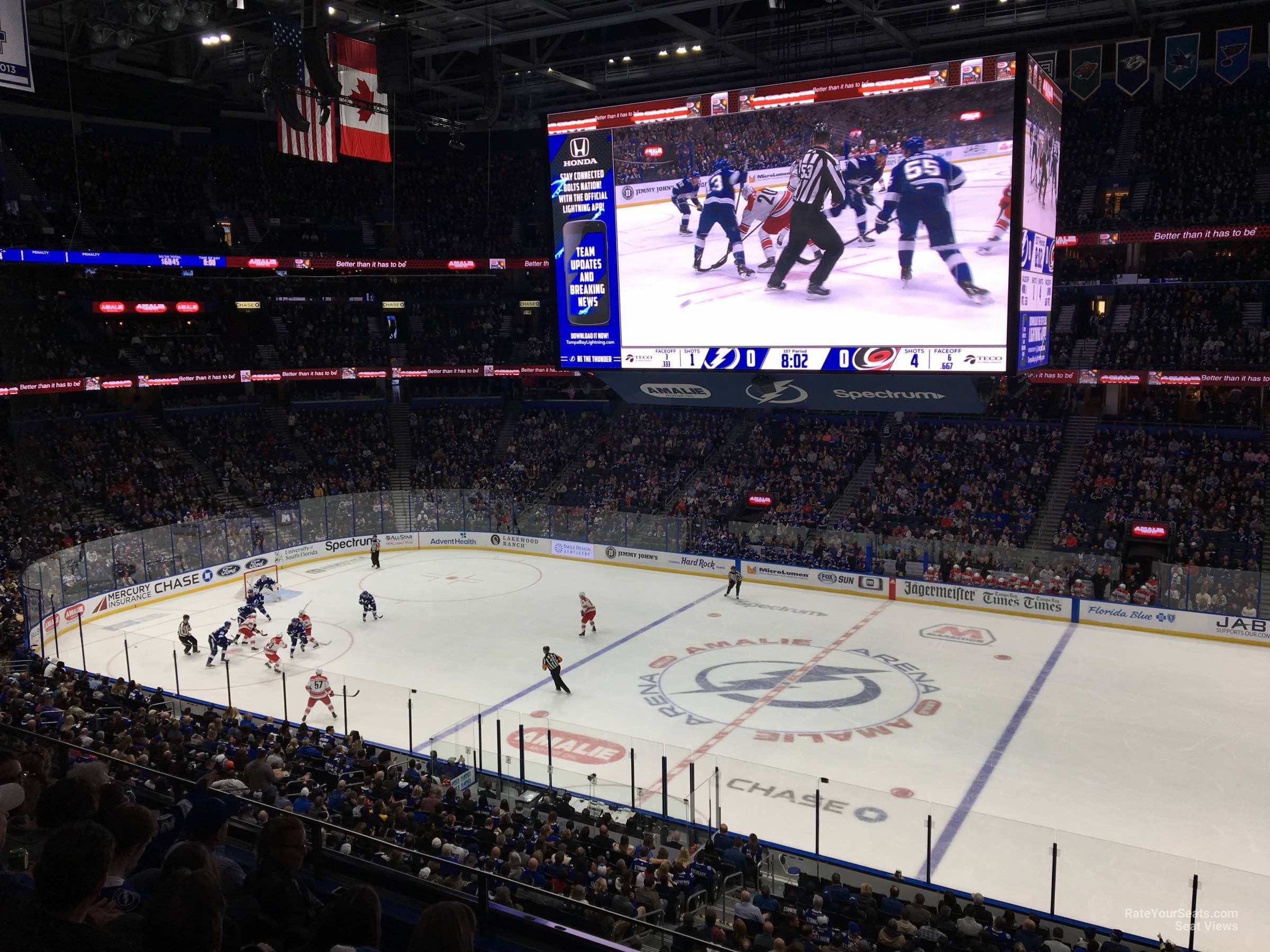 section 215, row d seat view  for hockey - amalie arena