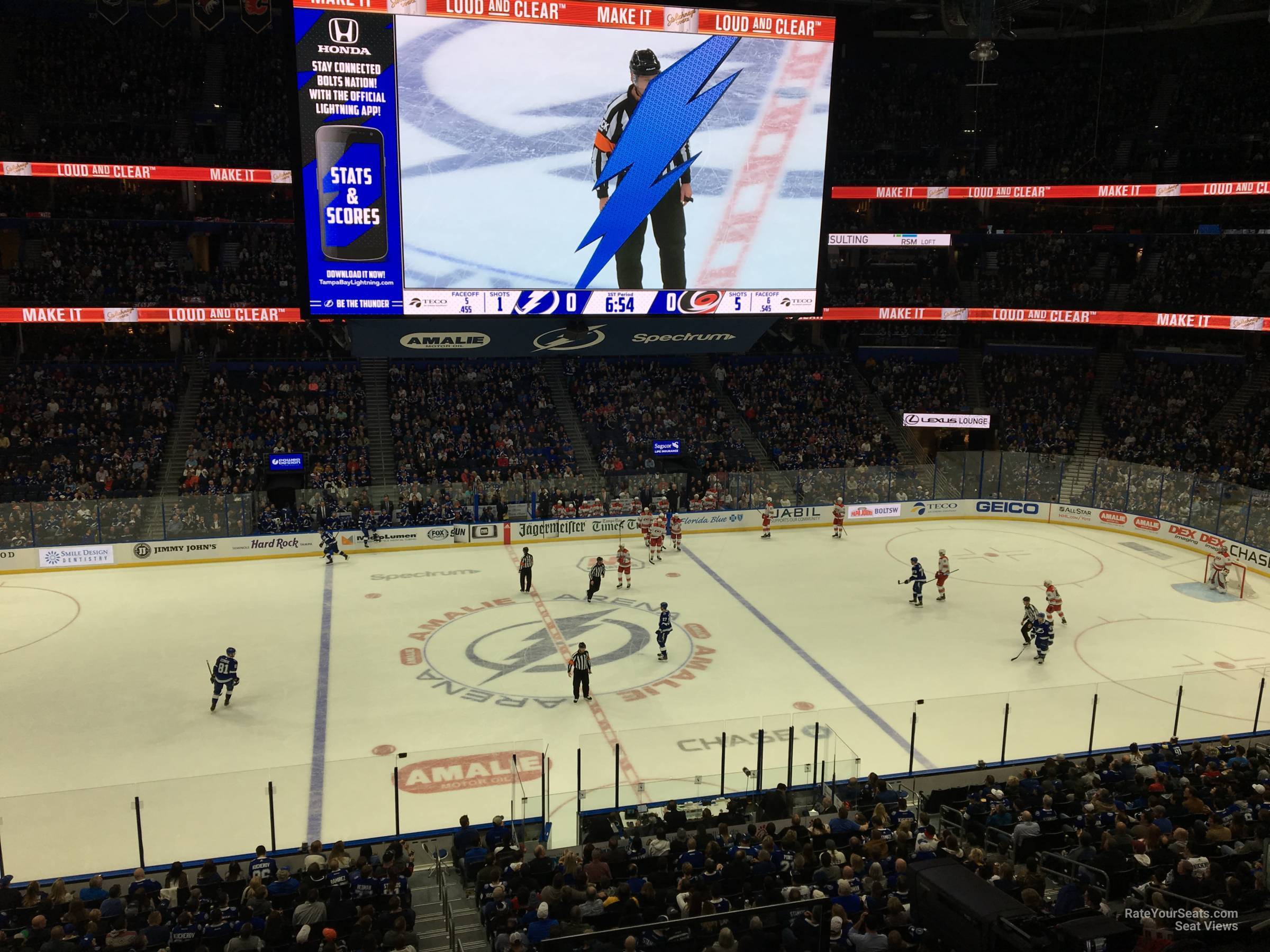 section 217, row d seat view  for hockey - amalie arena