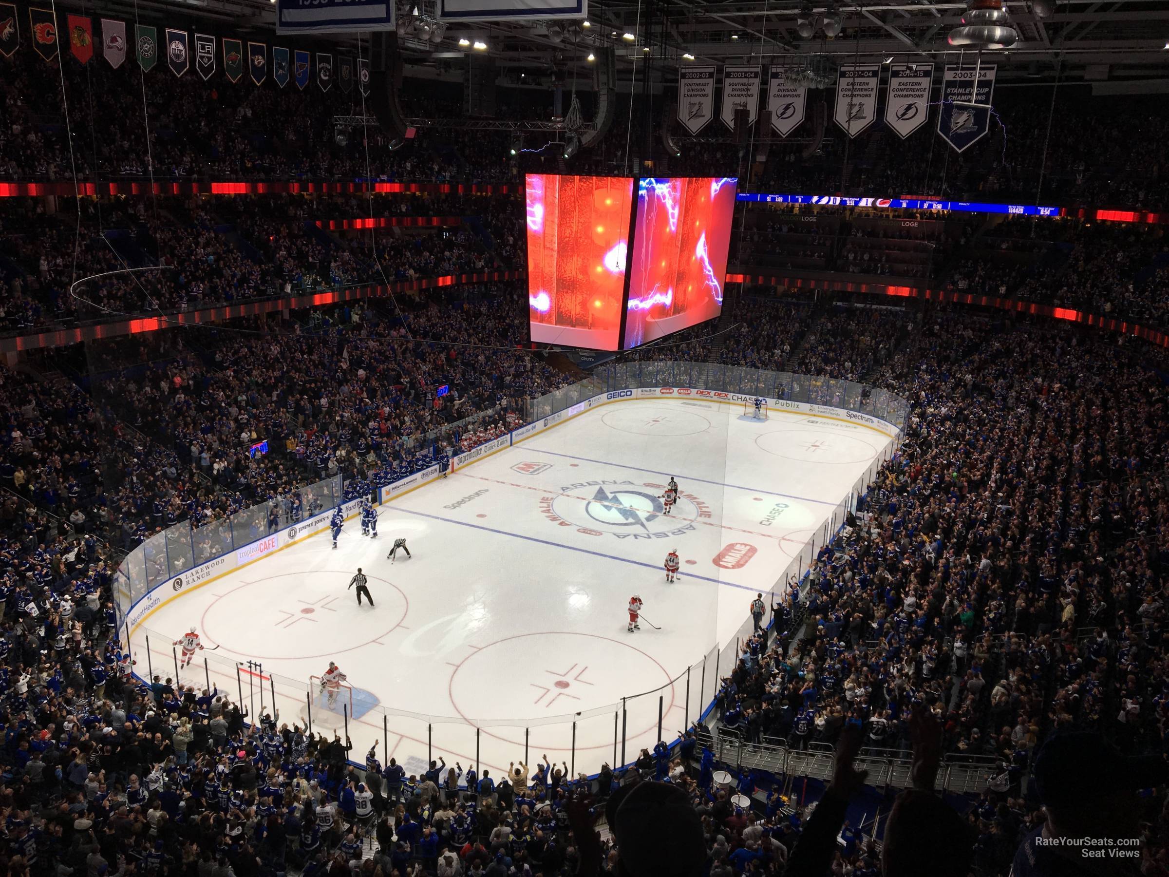 section 321, row c seat view  for hockey - amalie arena
