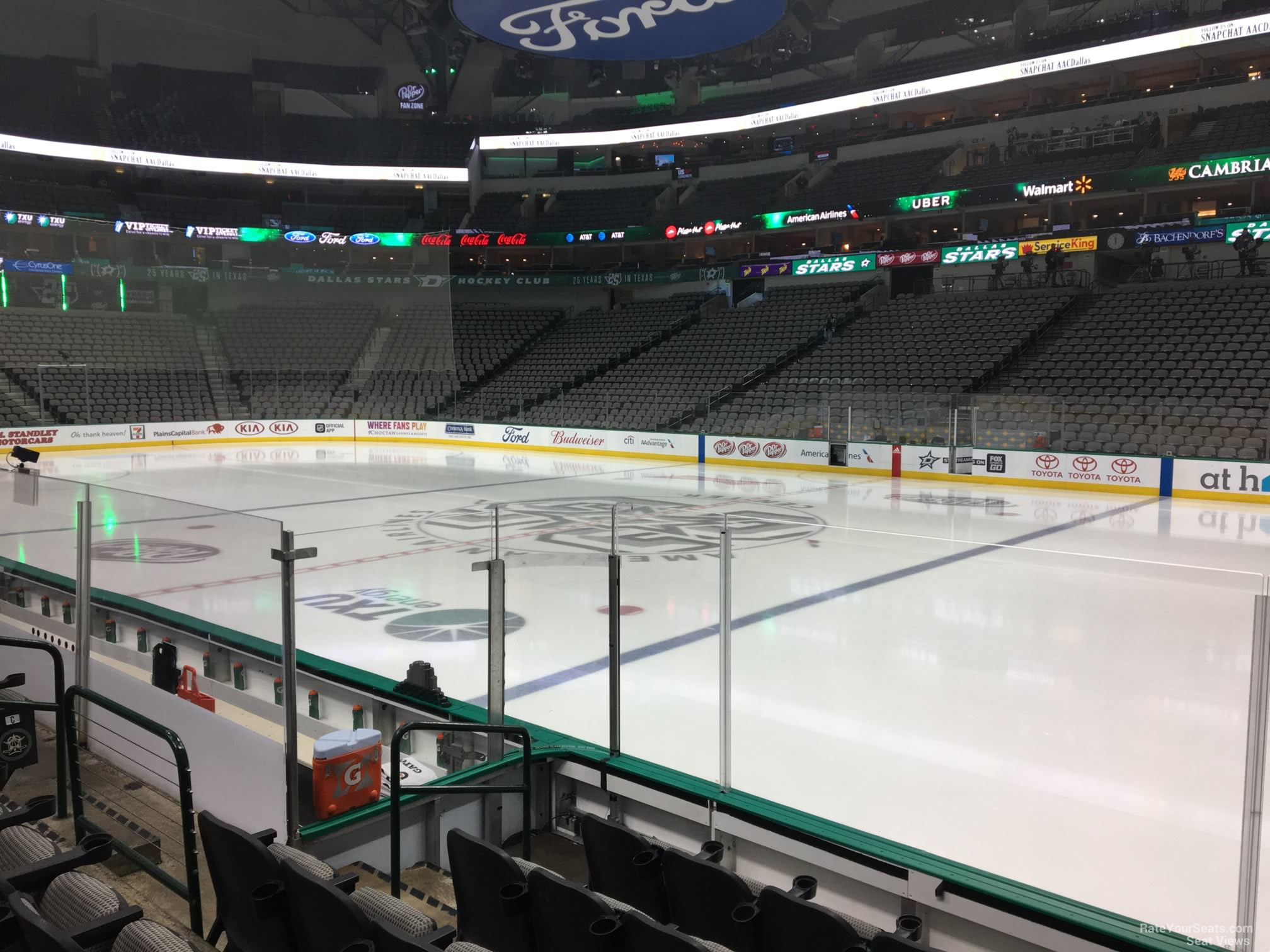 section 117, row f seat view  for hockey - american airlines center
