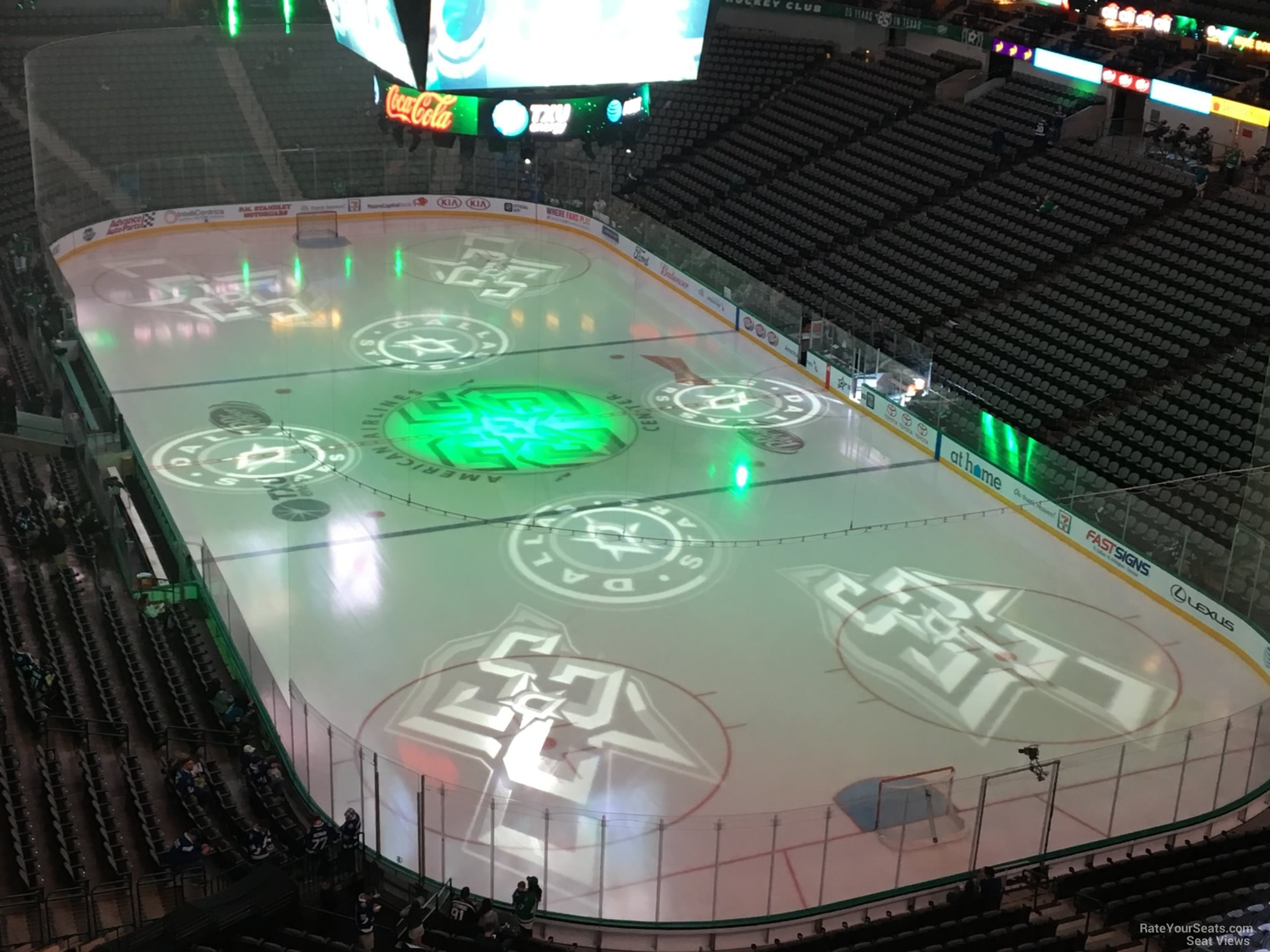 section 320, row e seat view  for hockey - american airlines center