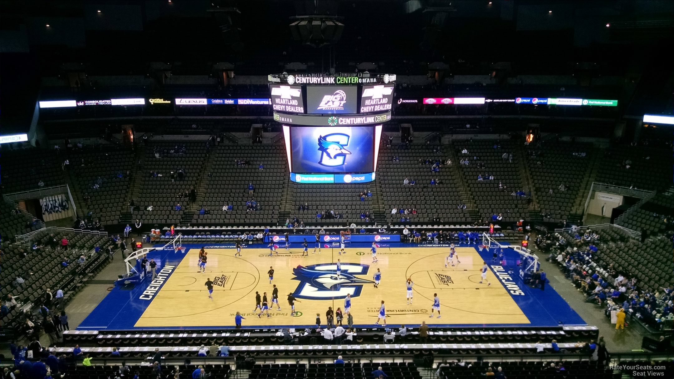 section 205, row f seat view  for basketball - chi health center omaha