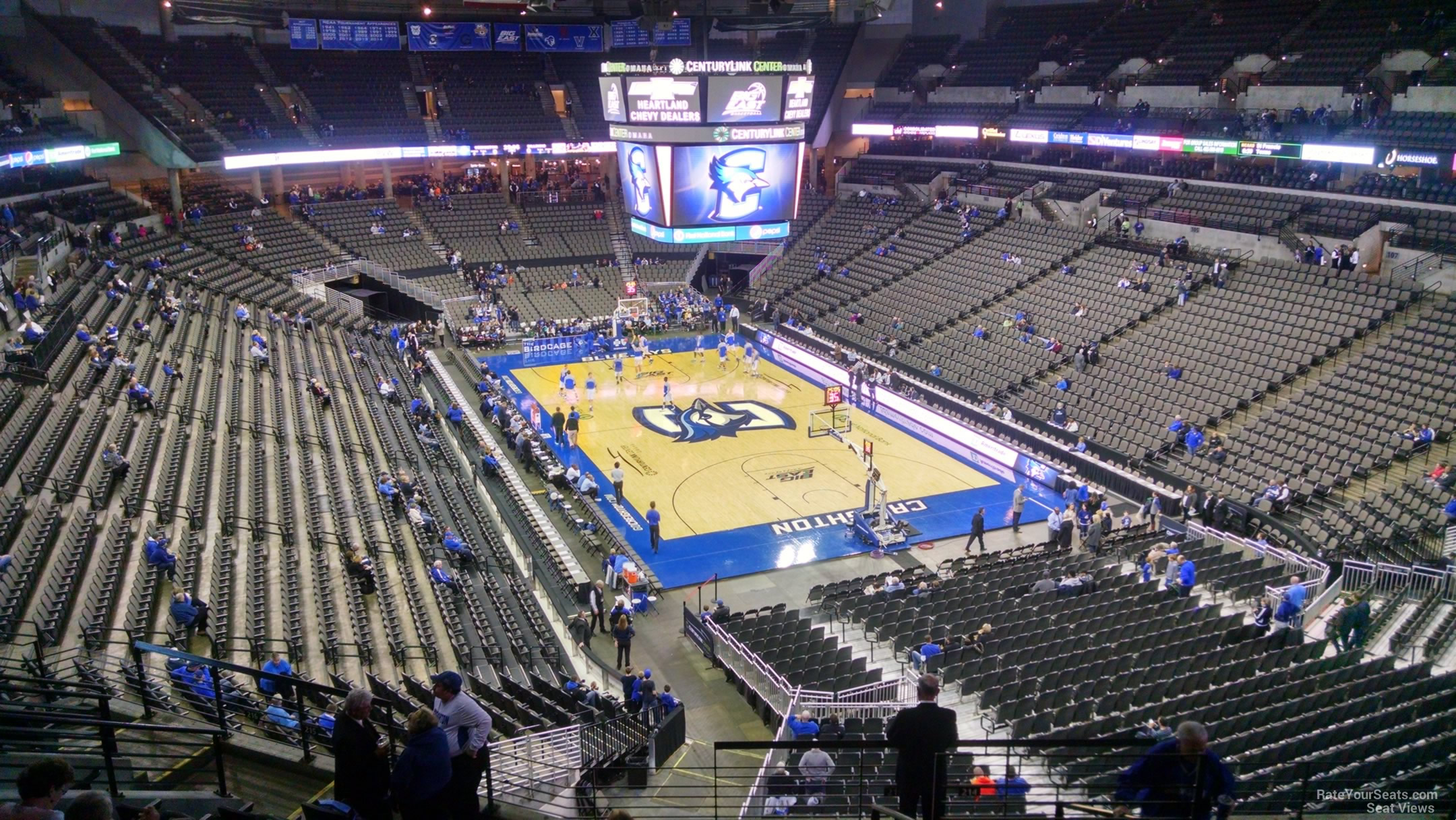 section 215, row l seat view  for basketball - chi health center omaha