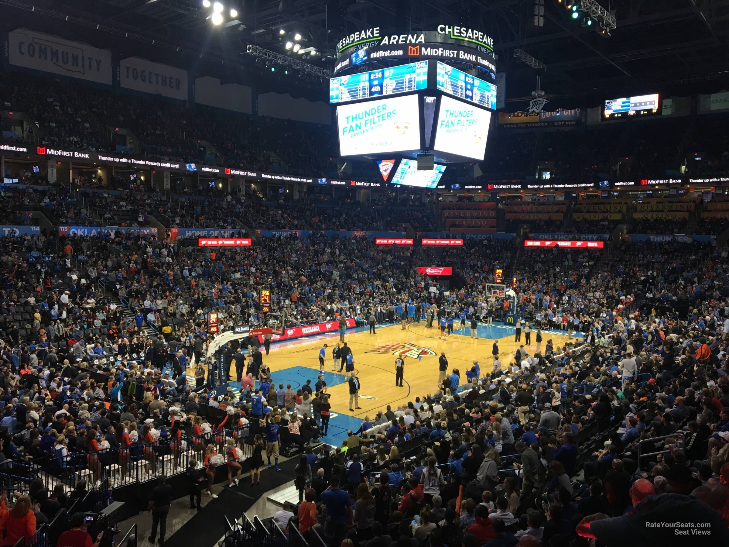 section 108, row u seat view  for basketball - paycom center