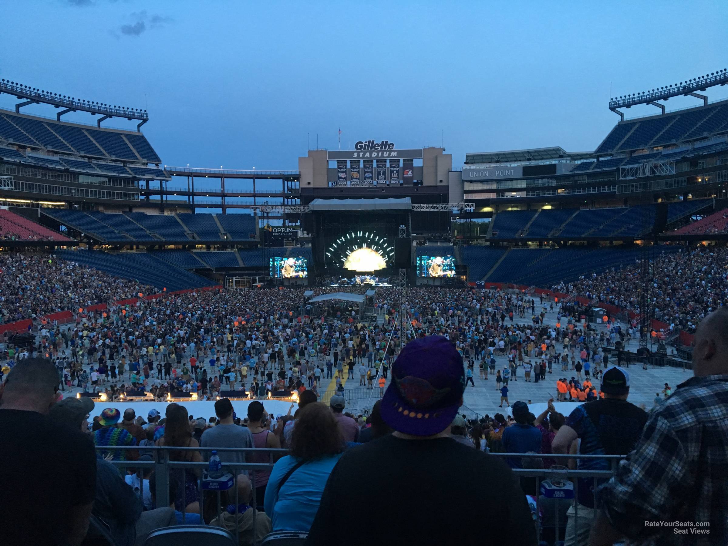 head-on concert view at Gillette Stadium