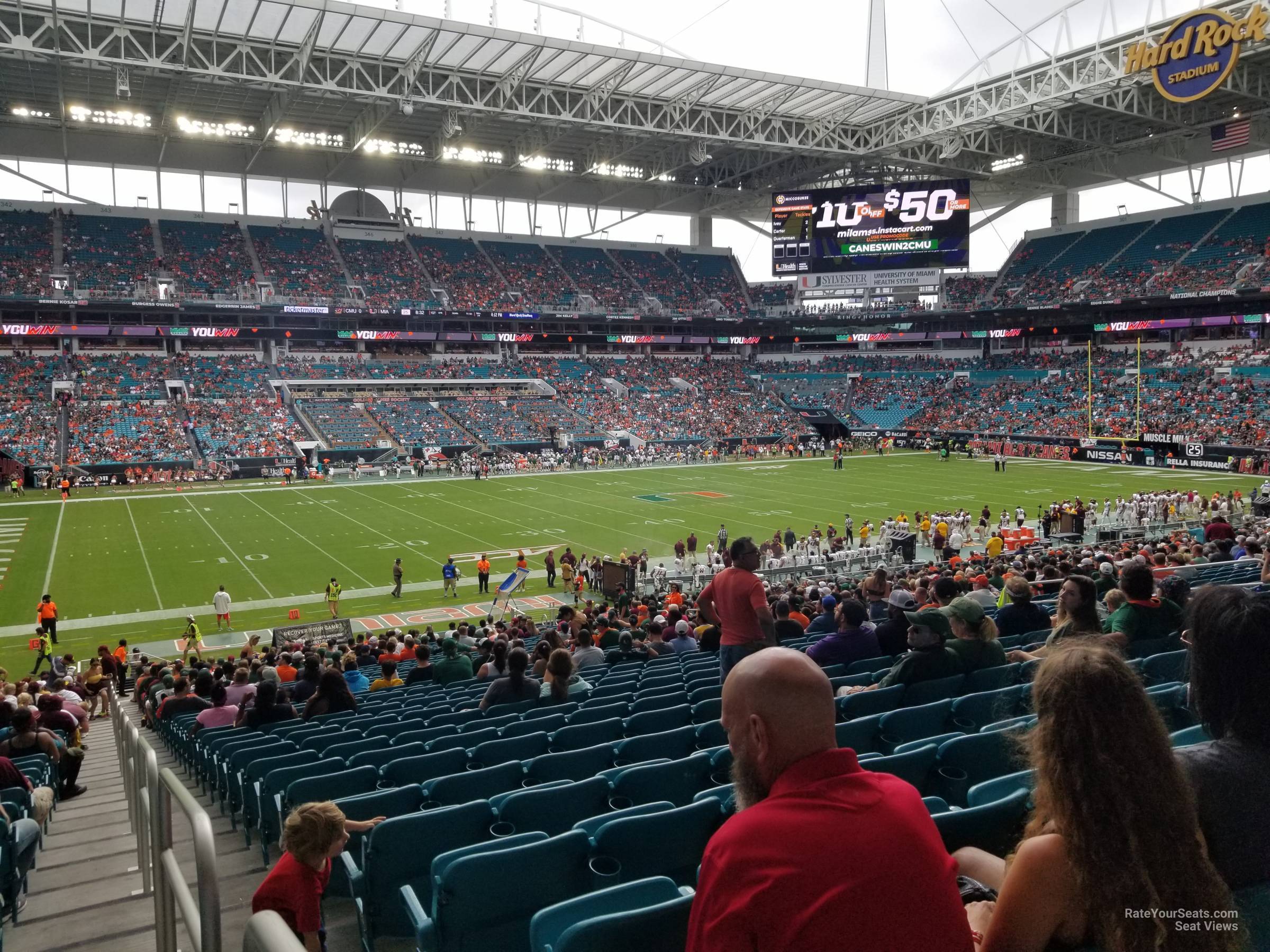 section 121, row 36 seat view  for football - hard rock stadium