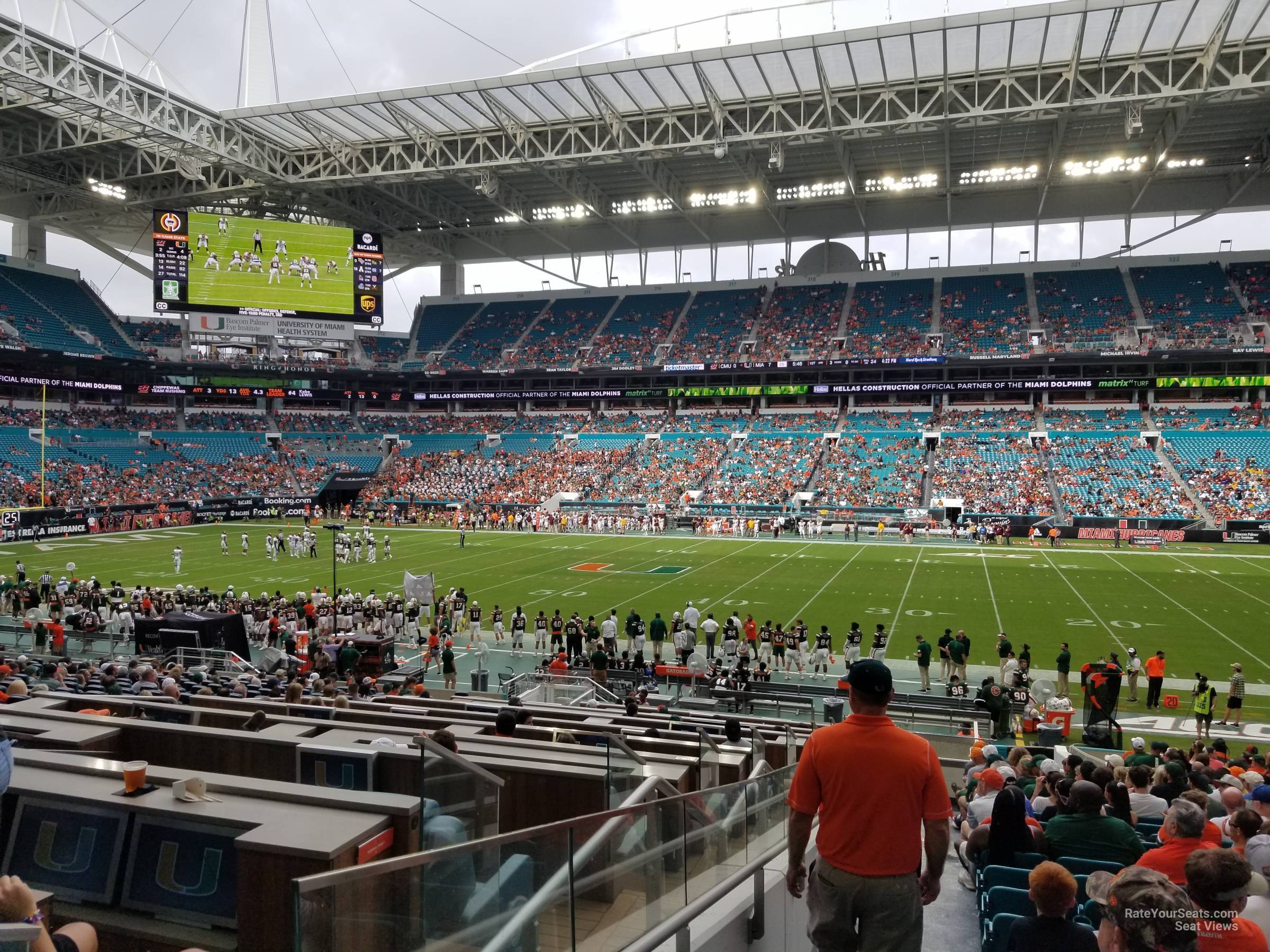 section 144, row 29w seat view  for football - hard rock stadium