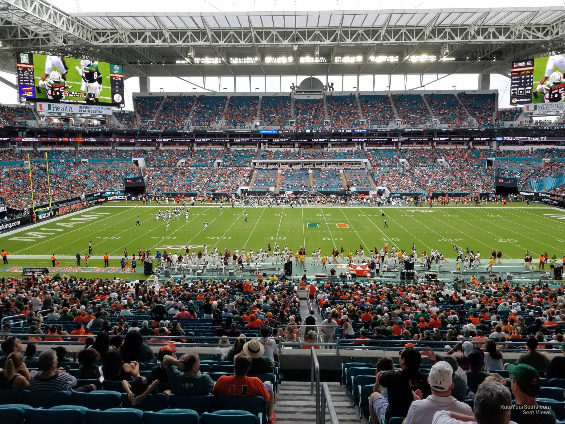section 218, row 10 seat view  for football - hard rock stadium