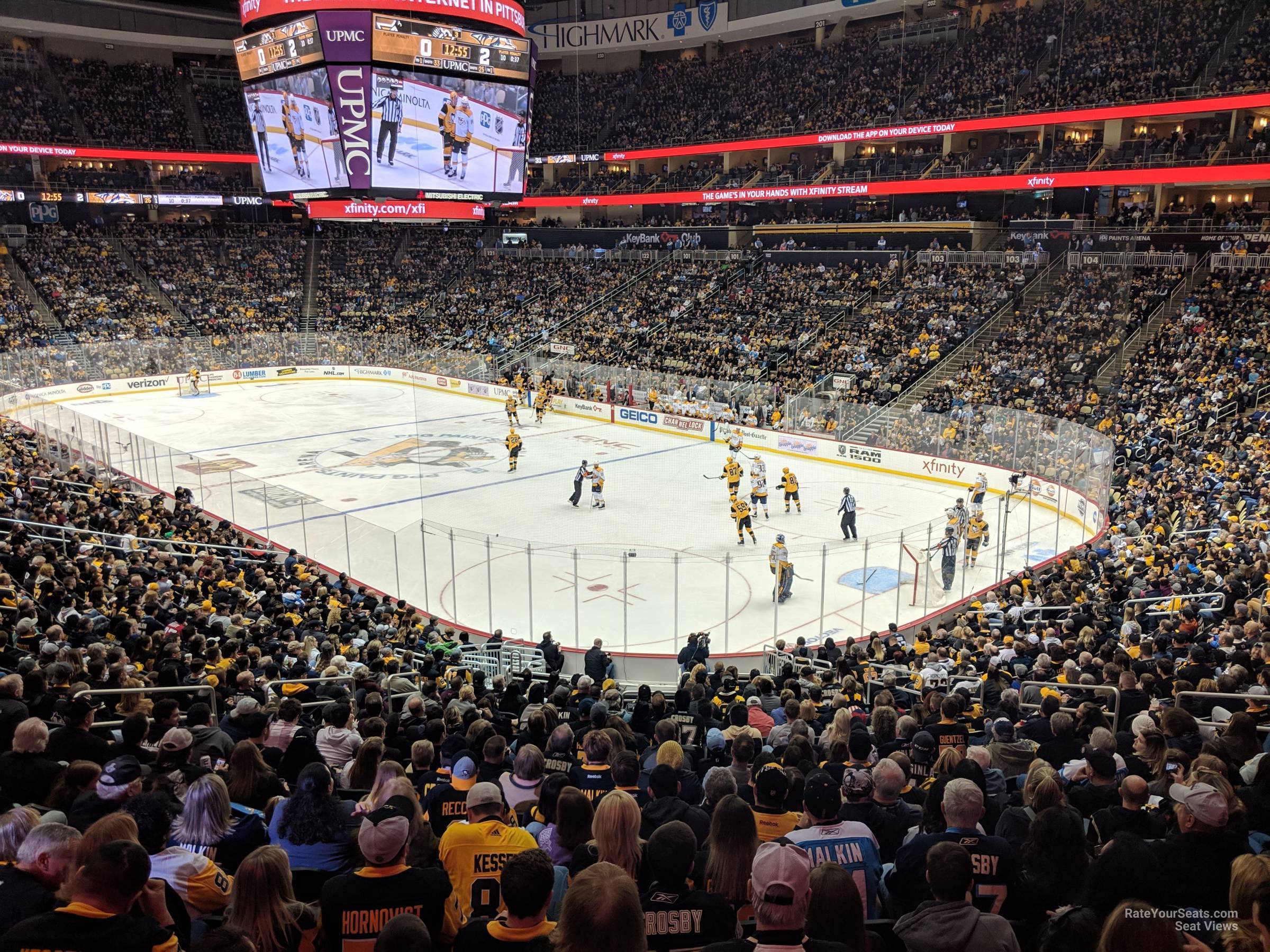 section 109, row v seat view  for hockey - ppg paints arena