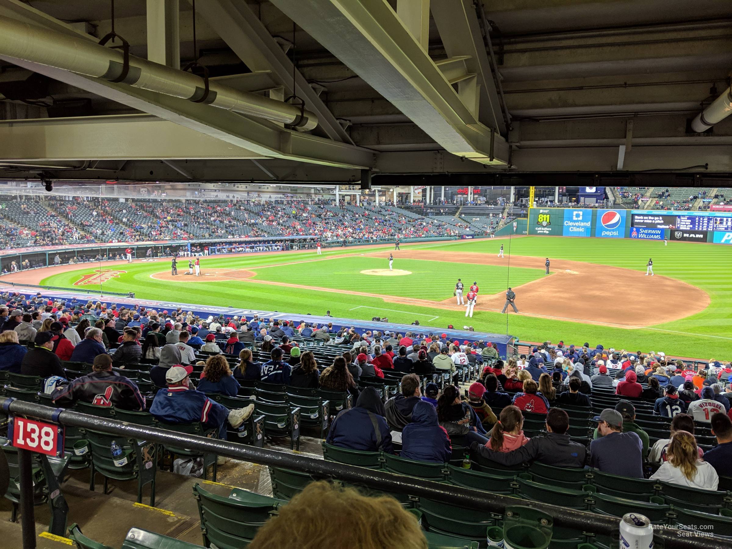 section 138, row hh seat view  - progressive field