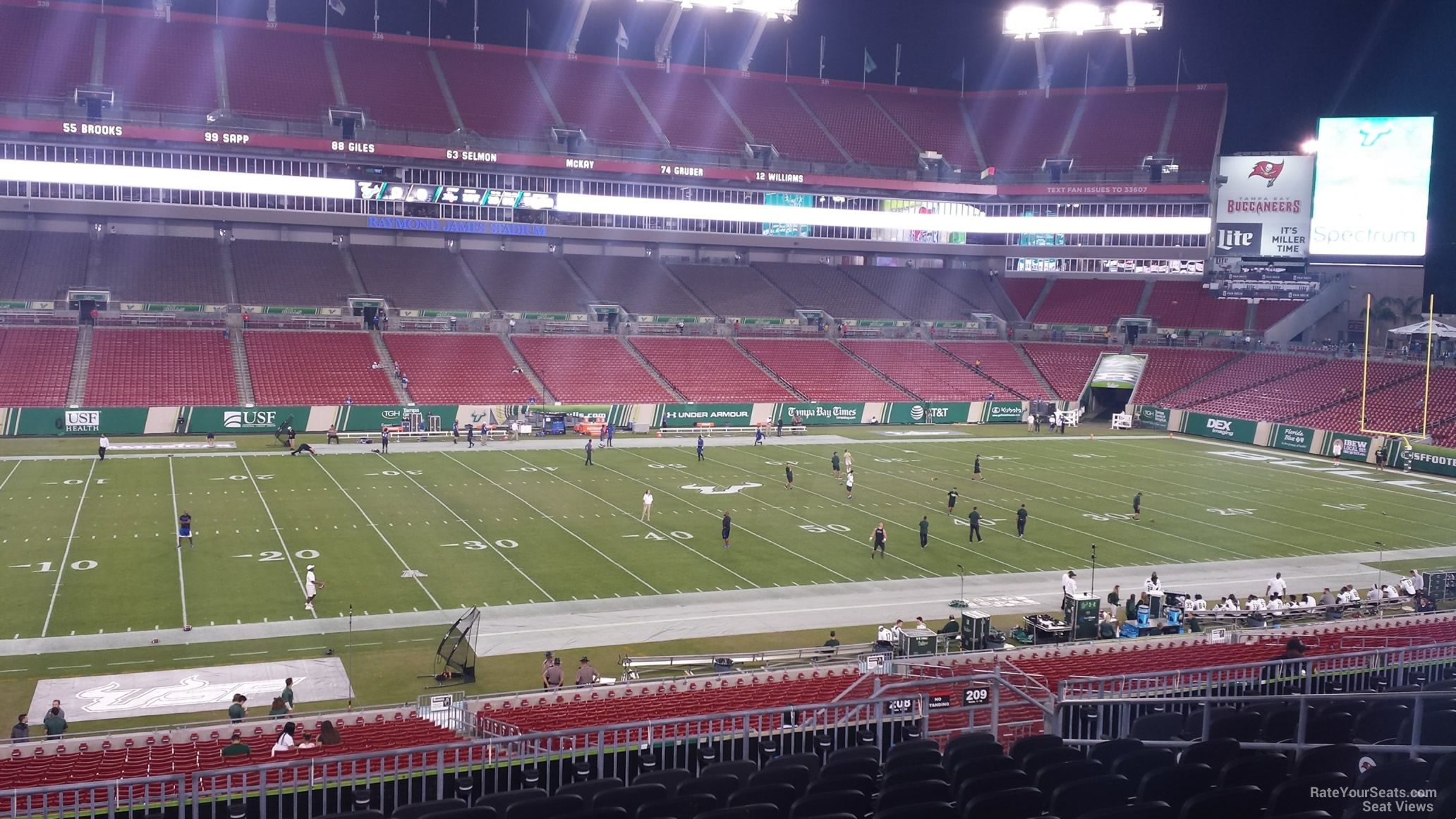 section 208, row p seat view  for football - raymond james stadium