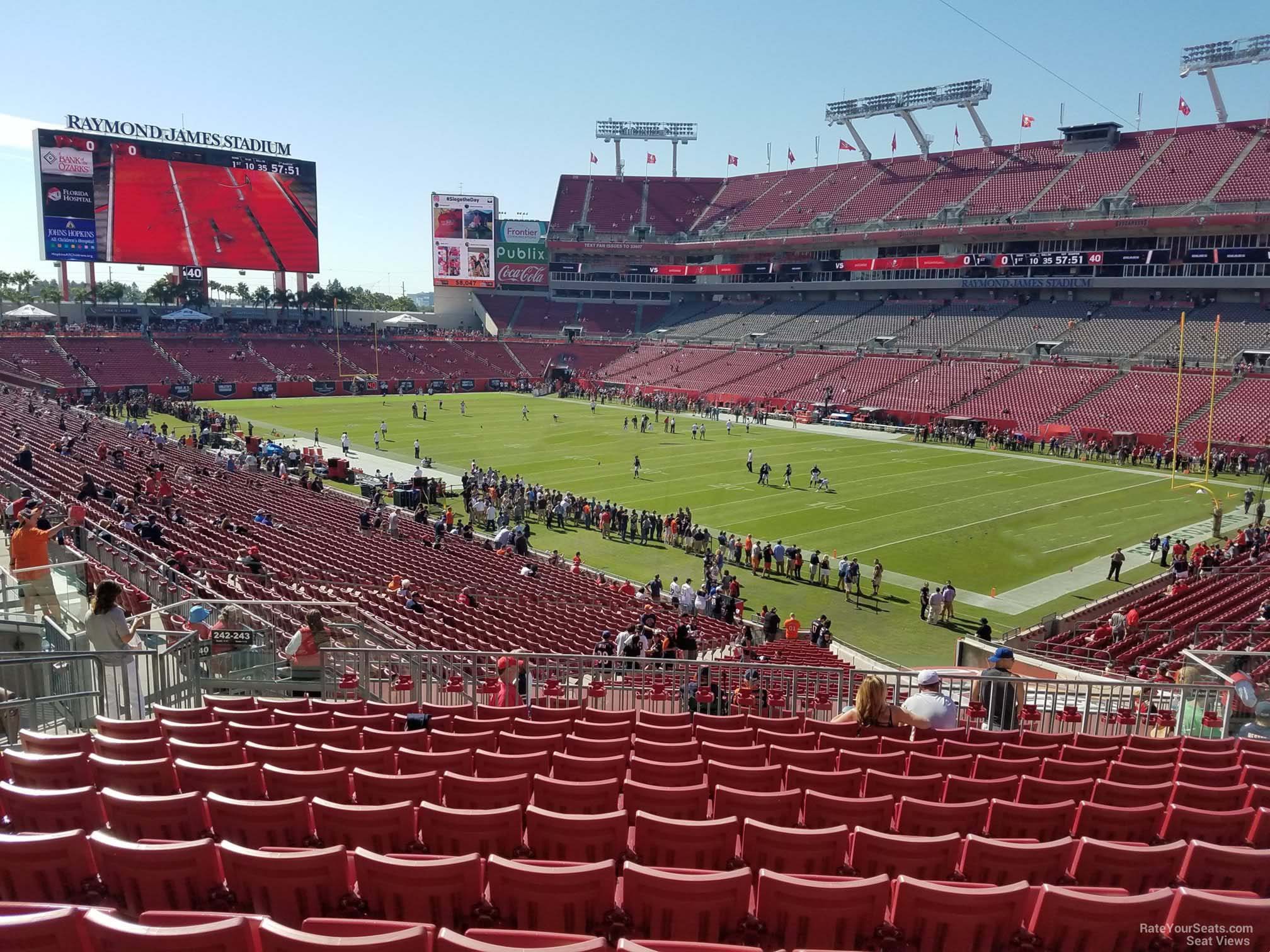 section 242, row l seat view  for football - raymond james stadium