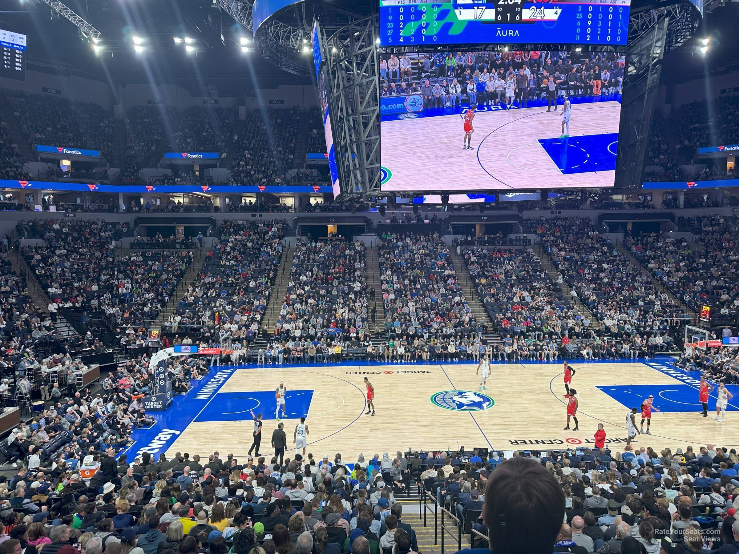 section 132, row t seat view  for basketball - target center