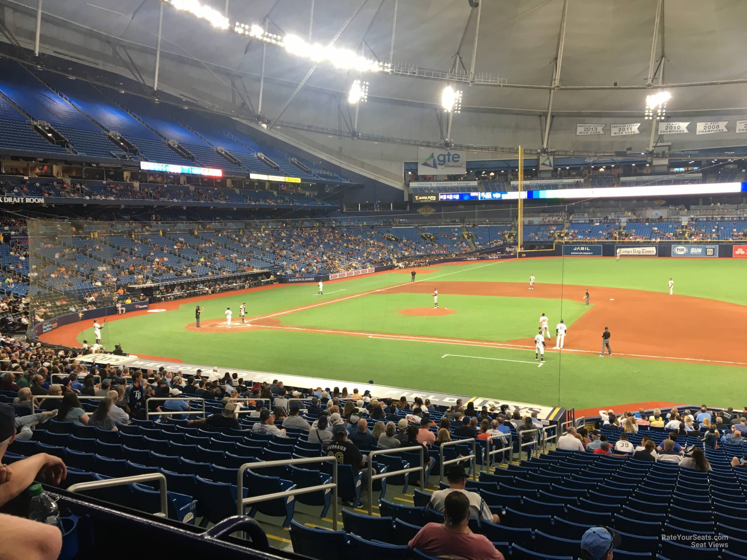 section 120, row jj seat view  for baseball - tropicana field