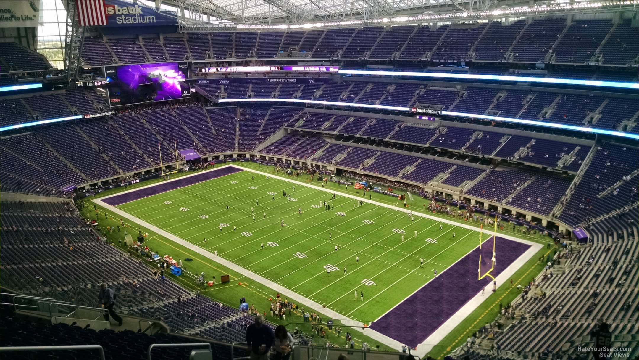 section 305, row 15 seat view  for football - u.s. bank stadium