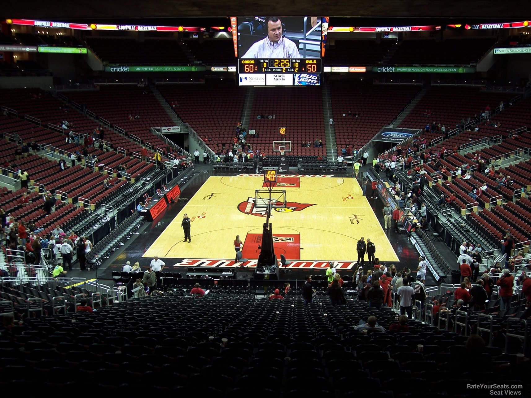section 101, row ee seat view  for basketball - kfc yum! center