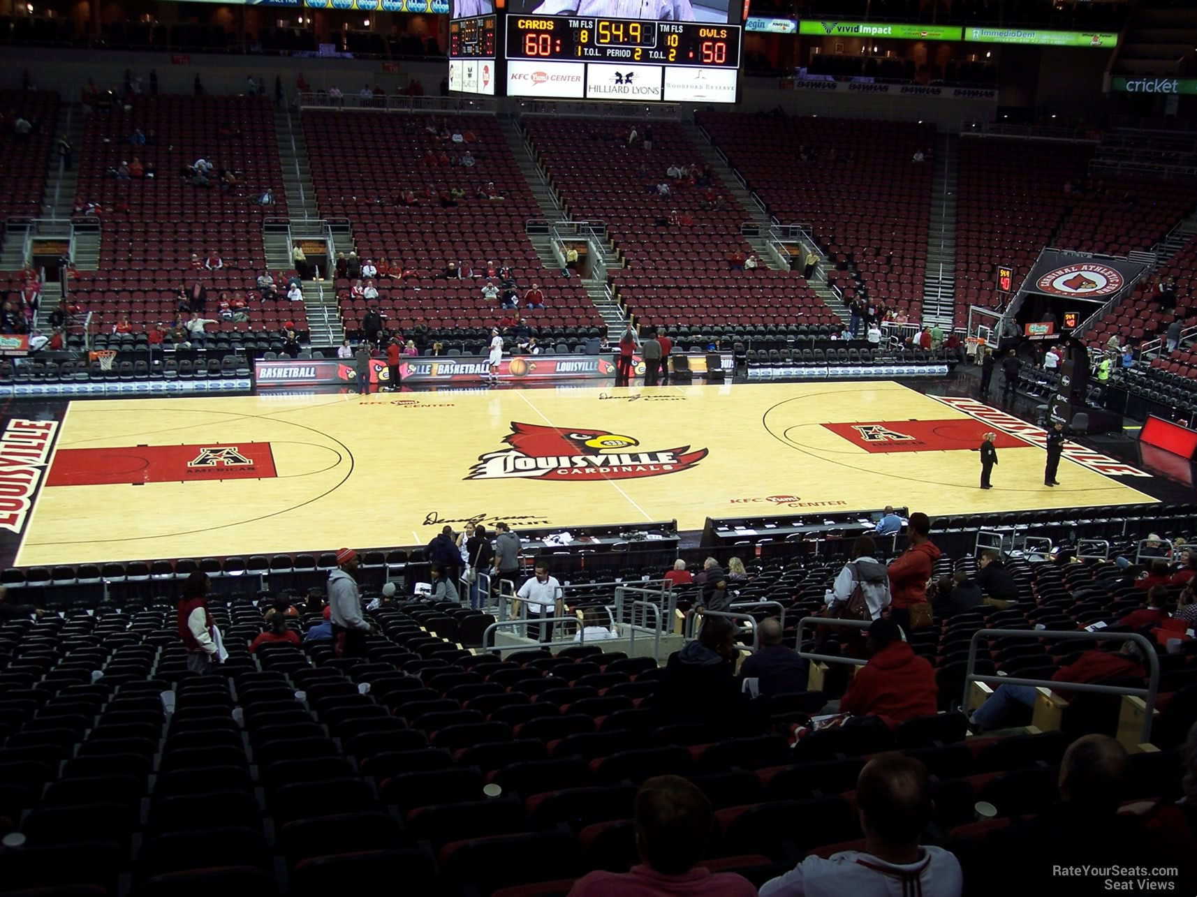 section 107, row ee seat view  for basketball - kfc yum! center
