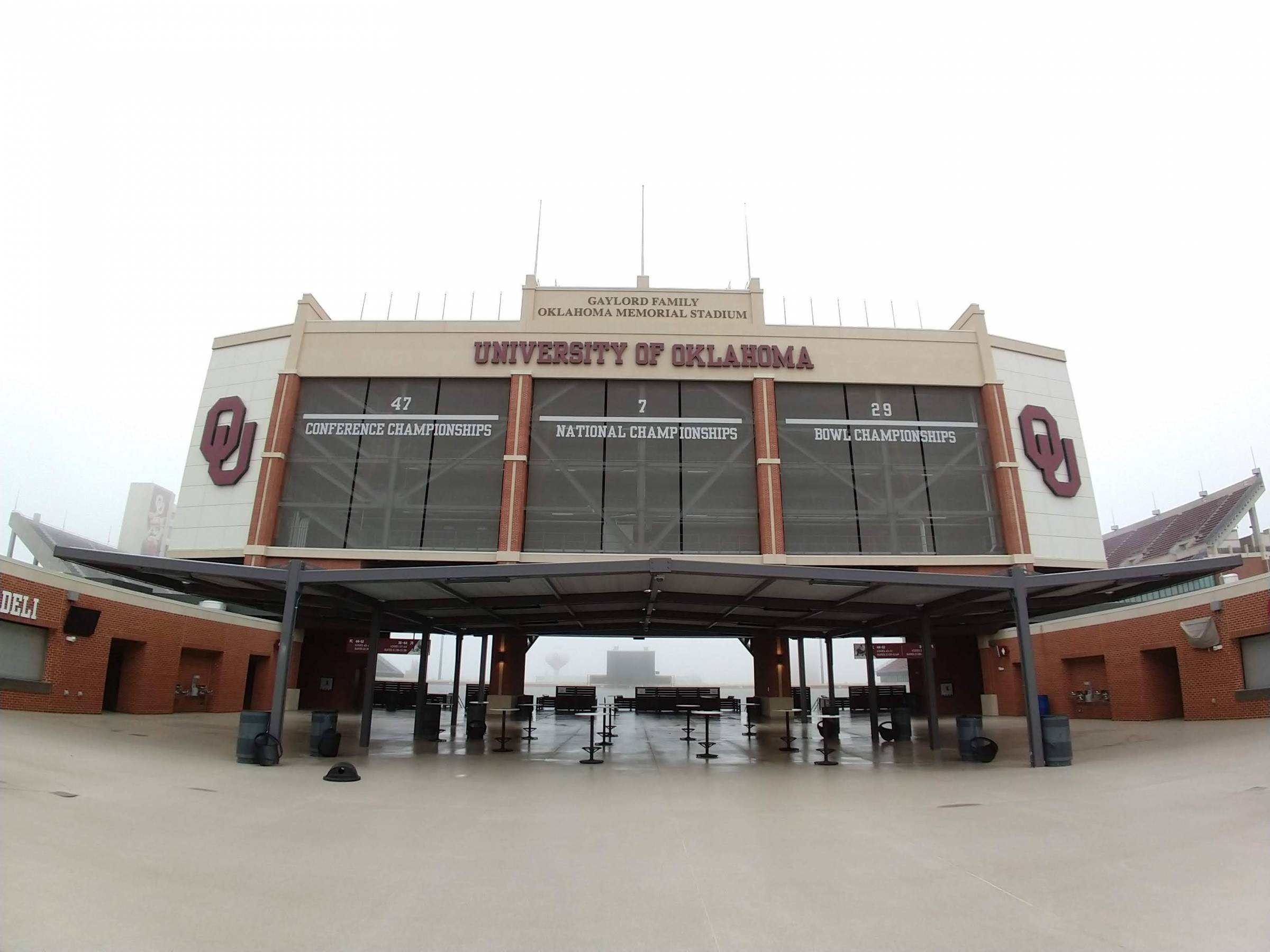 Concourse above south entrance at Oklahoma Memorial Stadium 