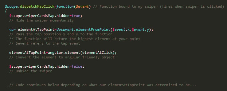 Simple Example for elementFromPoint in JS