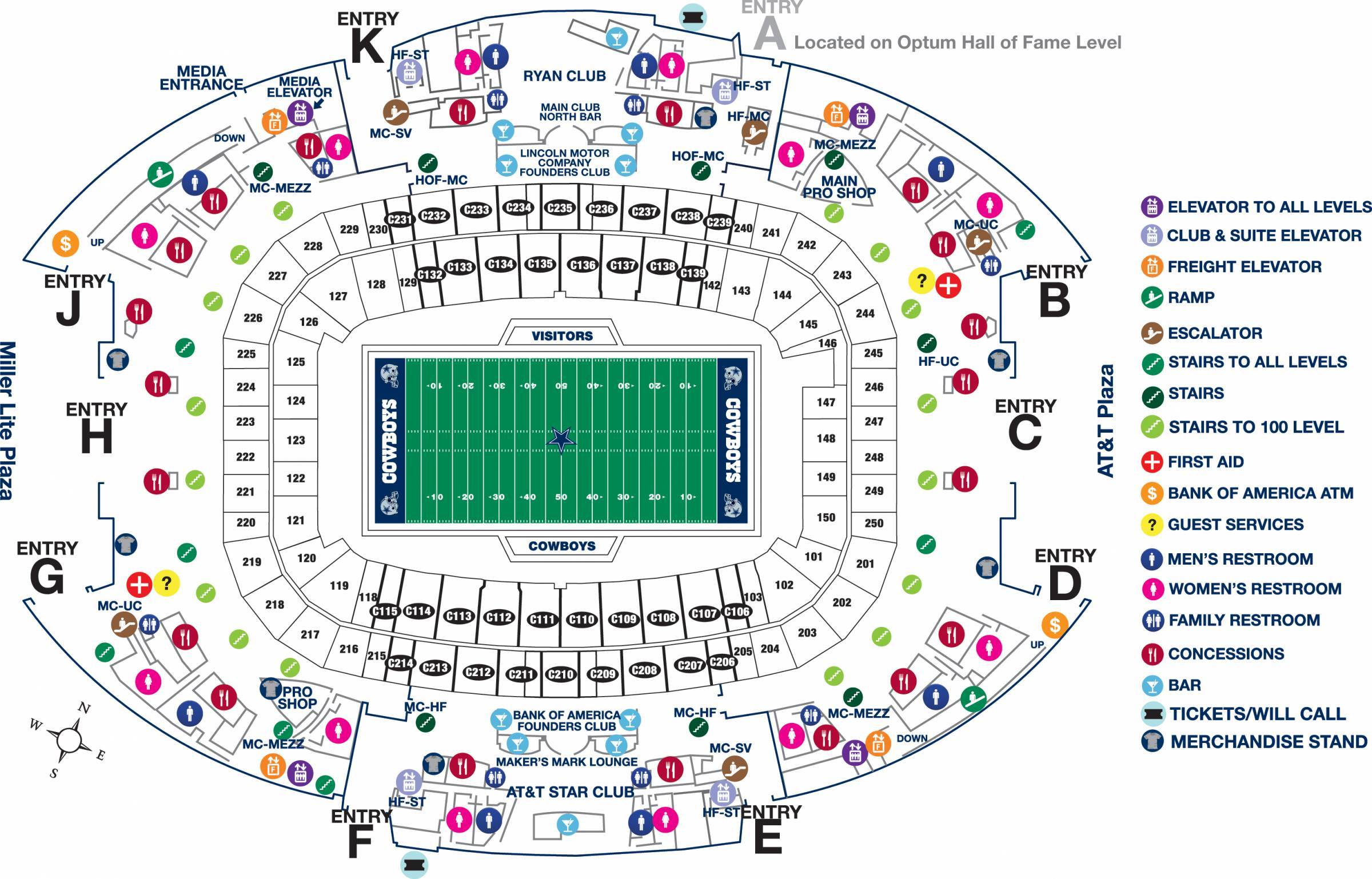 All entry gates at AT&T Stadium All entry gates at AT&T Stadium