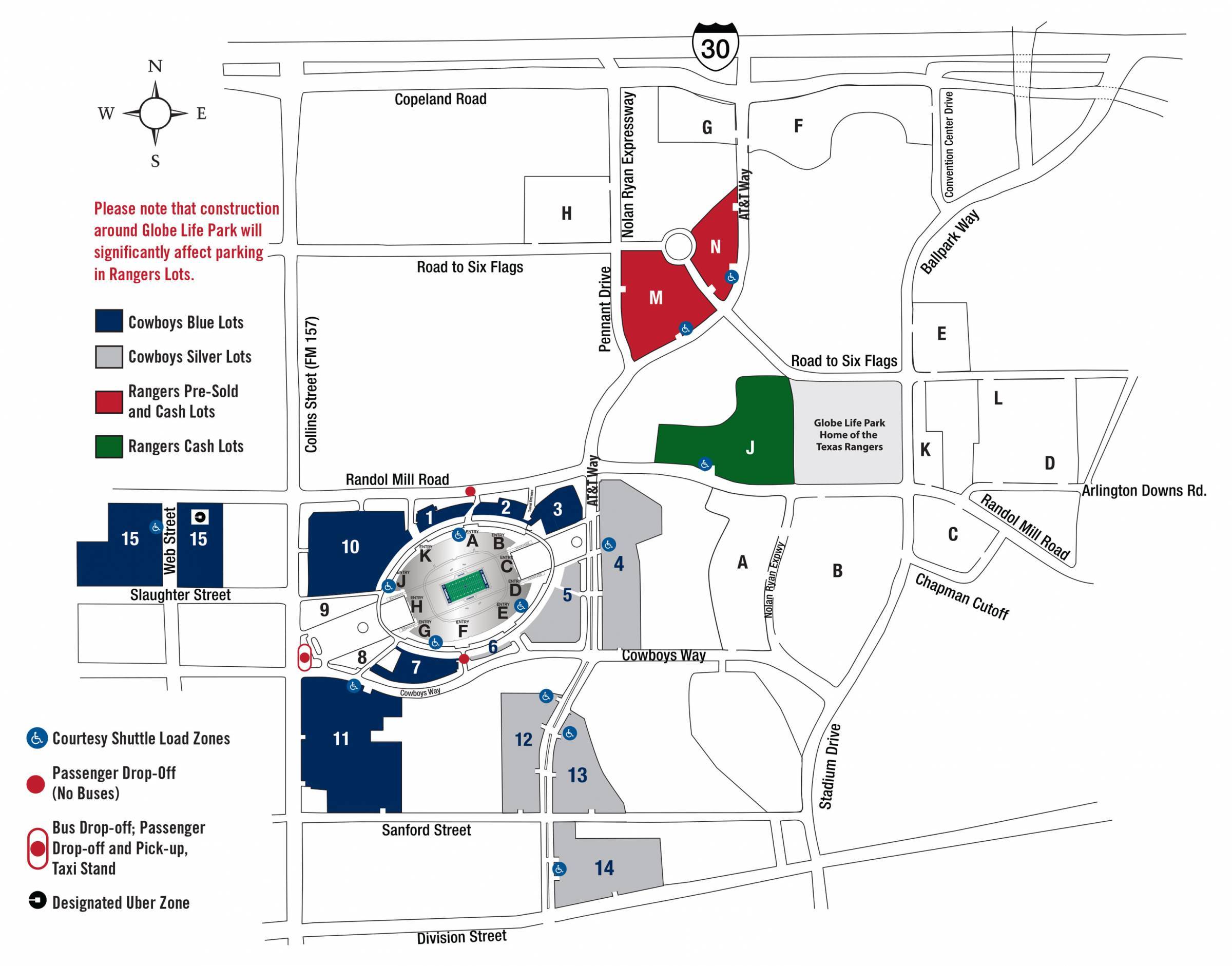 Cowboys Parking Map Cowboys Parking Map