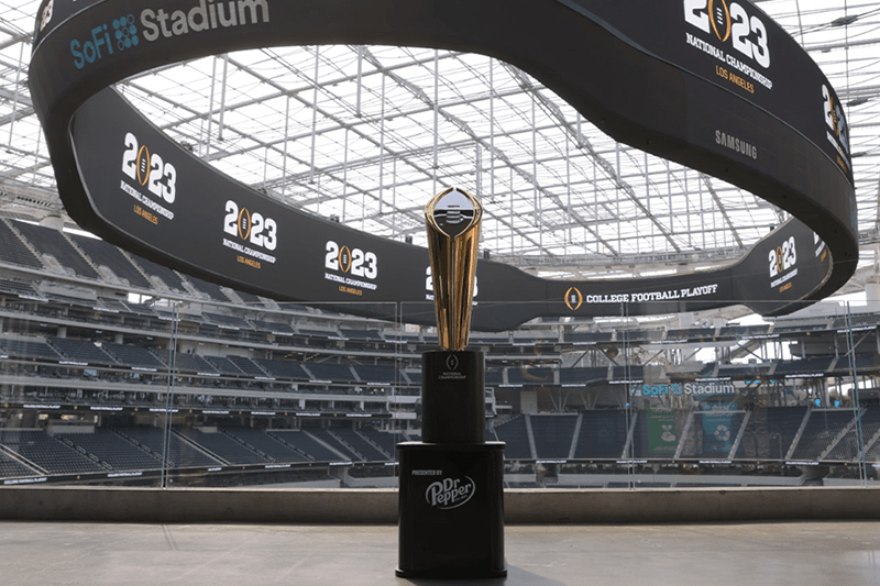 The College Football Playoff National Championship Trophy Inside SoFi Stadium