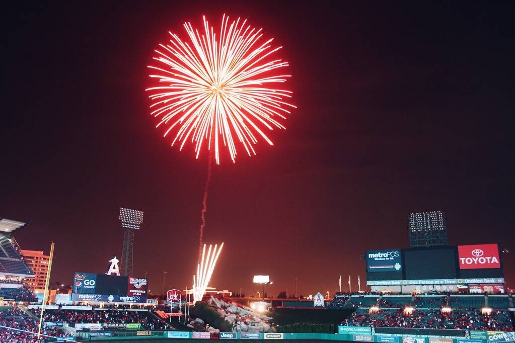 Independence day fireworks at baseball stadiums