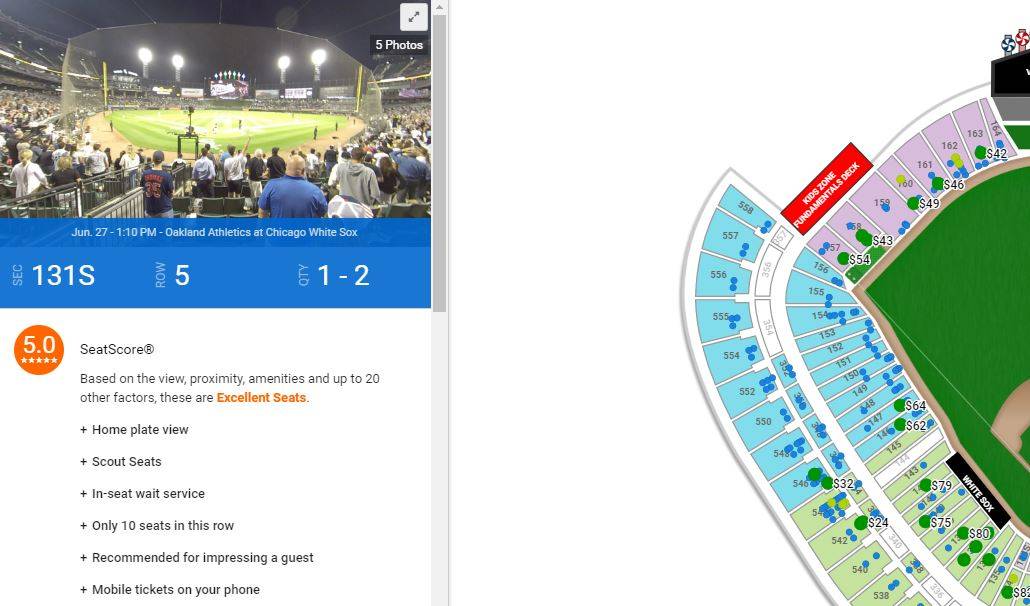 Ticket Listings with SeatScore