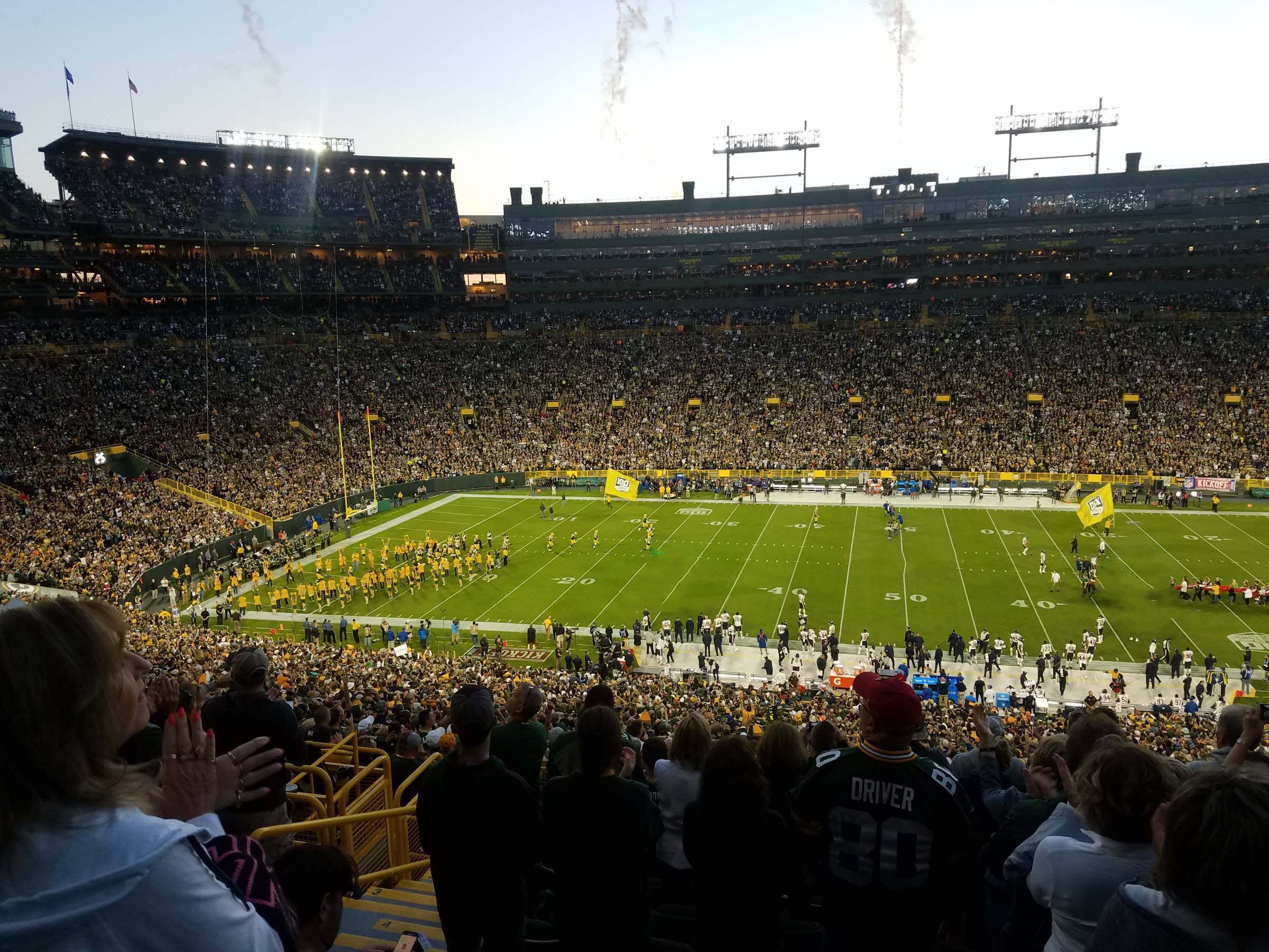 The view from Section 131 at Lambeau Field The view from Section 131 at Lambeau Field
