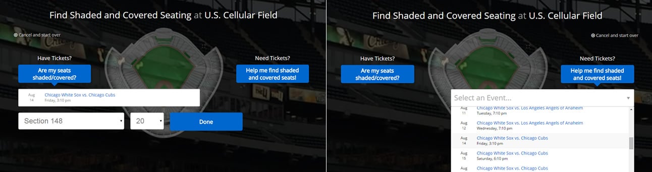 RateYourSeats Shaded and Covered Seating Finder