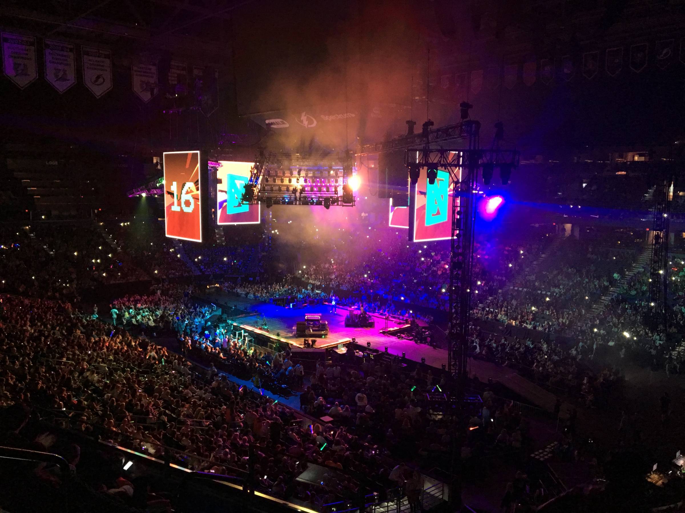 center stage setup for winter jam concert at amalie arena