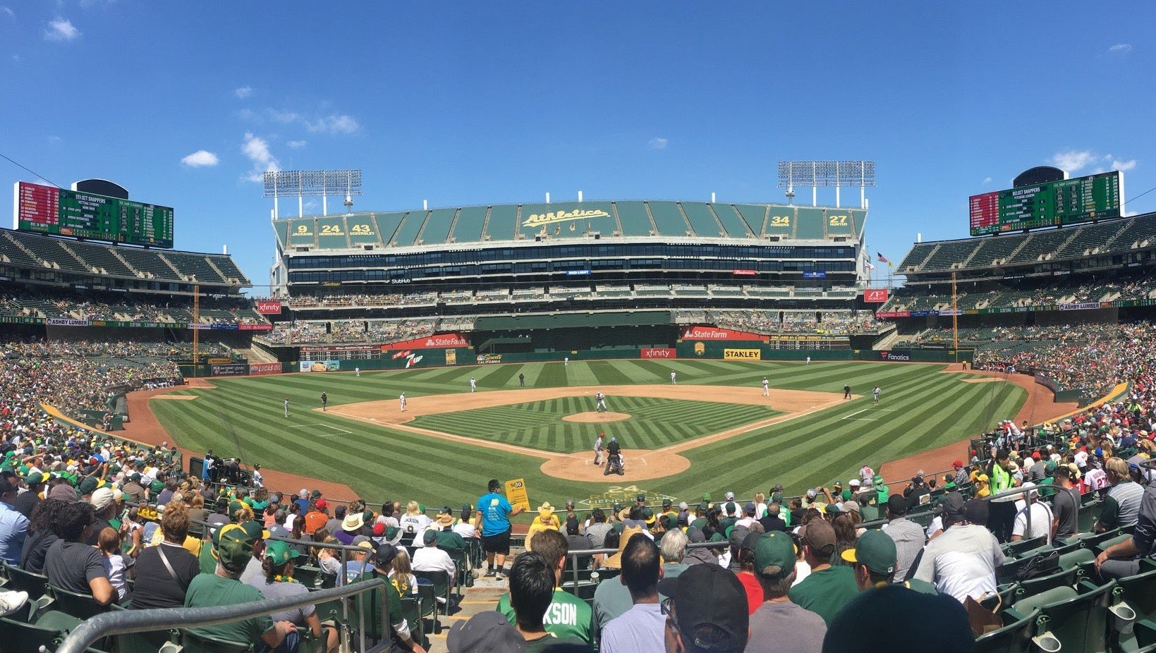 blue skies at oakland coliseum