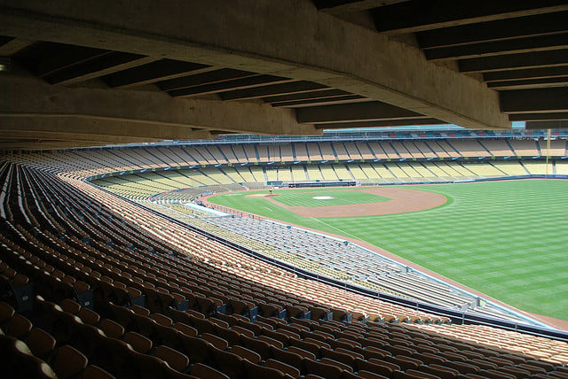 Loge level shade at Dodger Stadium