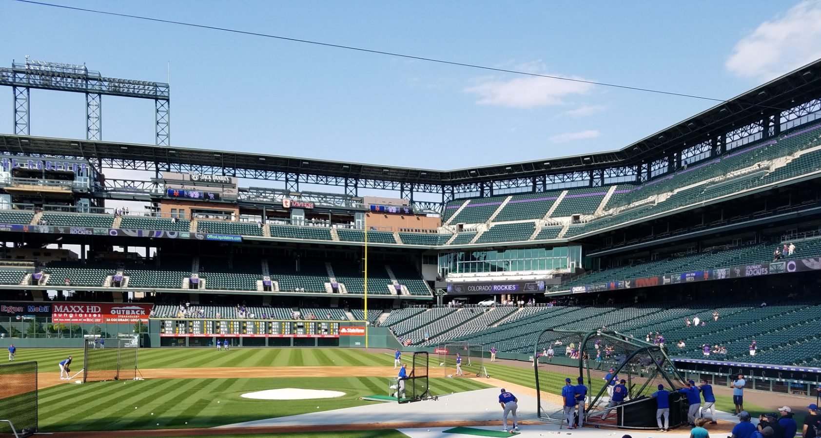 sunny outfield seats at coors field