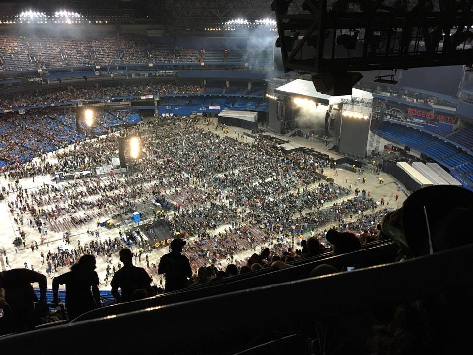 High seats for a concert at baseball stadium