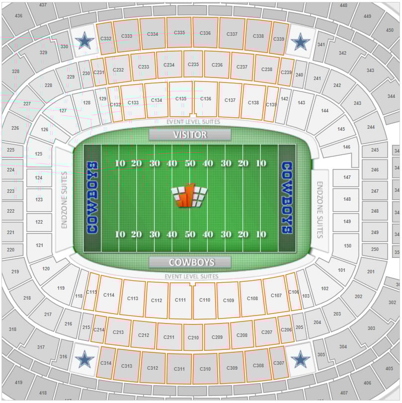 Club Seating Locations at AT&T Stadium