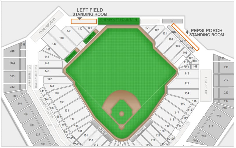 comerica park seat map Where Can I Stand For Sro Seats At Comerica Park Rateyourseats Com comerica park seat map