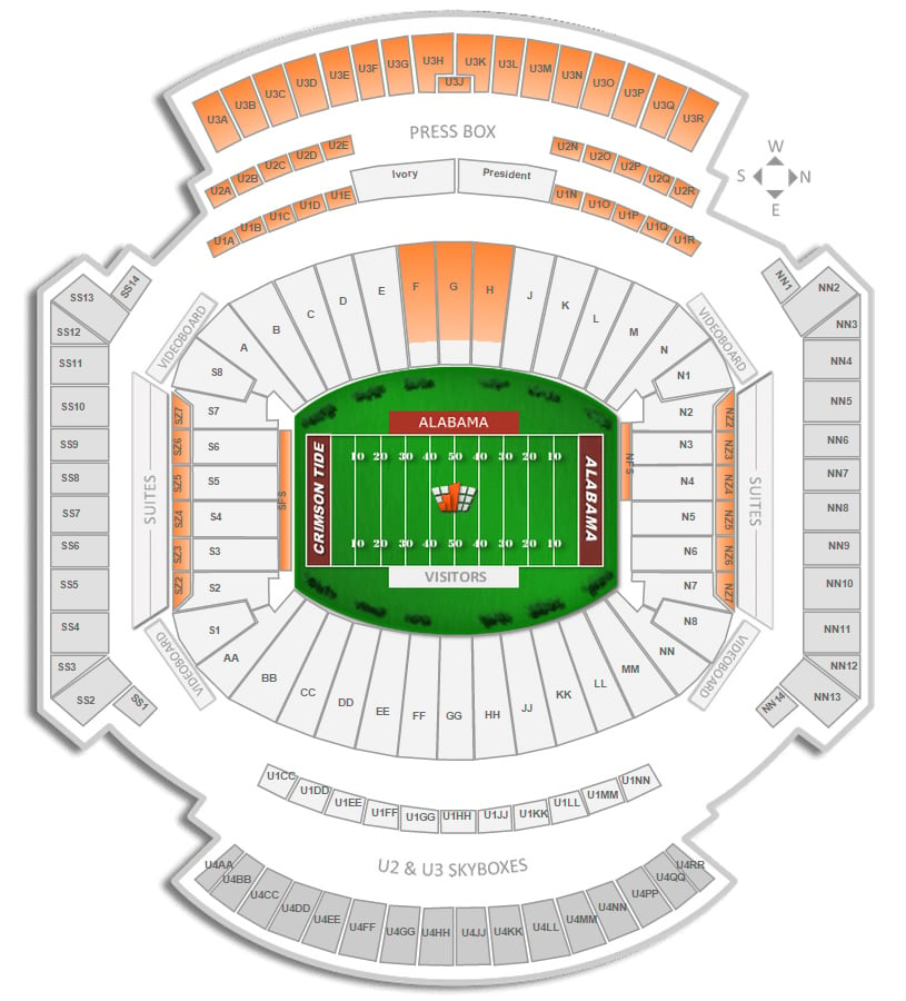 Seating Chart For Bryant Denny Stadium 2013