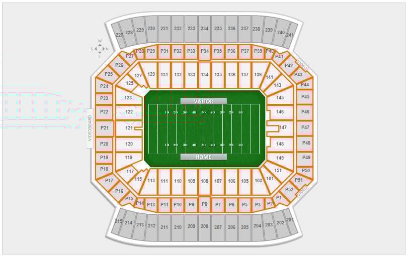 Chairback seating locations at Cirtrus Bowl Stadium