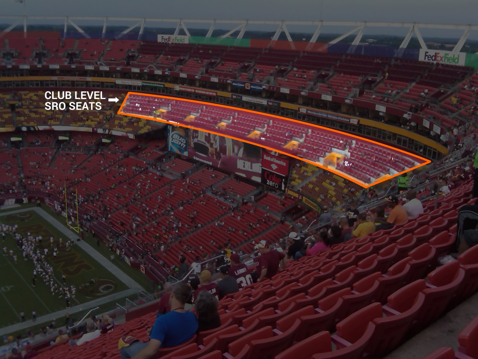 Club Level SRO Seating Location at FedEx Field