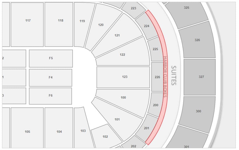 Harbor Club Boxes - Seating Location