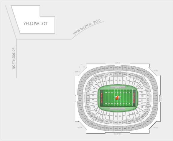 Yellow Parking Lot at the Georgia Dome
