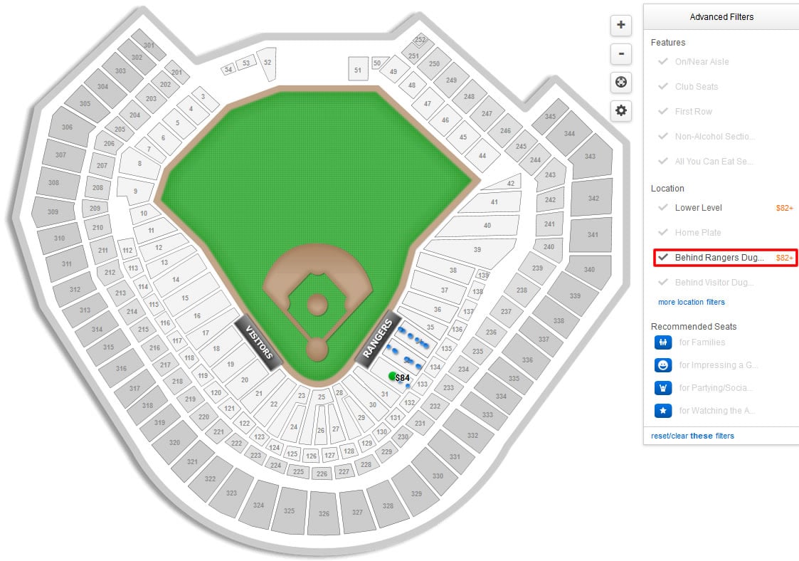 Texas Rangers Stadium Seating Chart