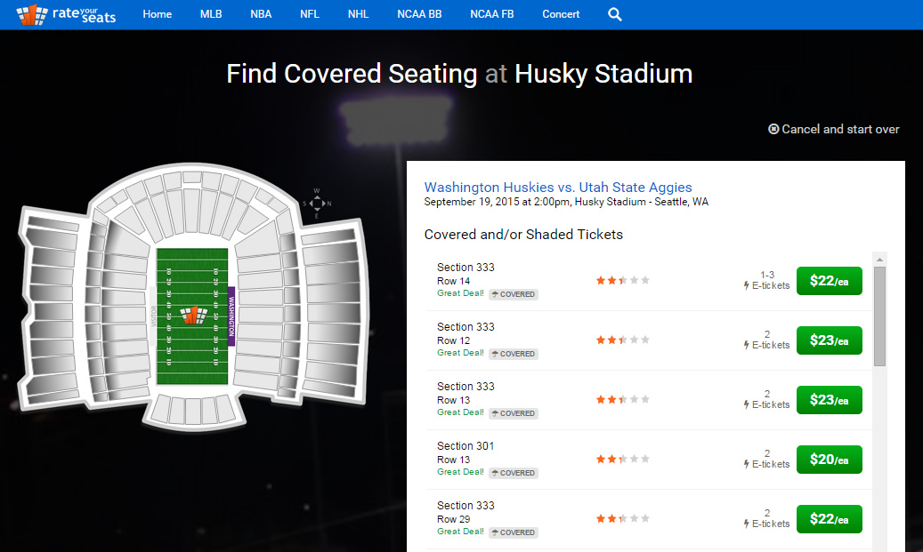 Husky Stadium Seating Chart Covered