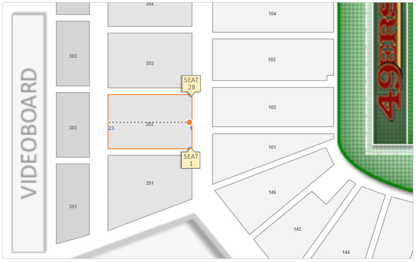 Section 202 Row 1 Seating Layout